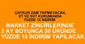 MARKET ZİNCİRLERİNDE YÜZDE 10 İNDİRİM