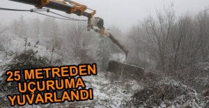 MİNİBÜS 25 METREDEN UÇTU