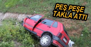 OTOMOBİL DEFALARCA TAKLA ATTI
