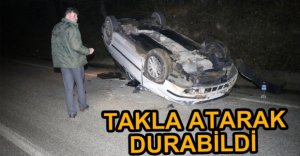 OTOMOBİL TAKLA ATTI, 2 KİŞİ YARALANDI