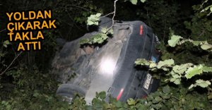 OTOMOBİL YOLDAN ÇIKARAK TAKLA ATTI