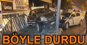 PARK HALİNDEKİ OTOMOBİLE HIZLA ÇARPTI
