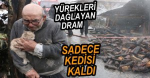 YANAN EVİNDEN SADECE KEDİSİ KALDI