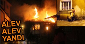 3 KATLI AHŞAP EV ALEV ALEV YANDI