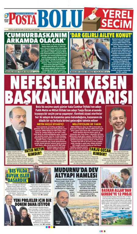 POSTA BOLU SEÇİM EKİ BAYİLERDE