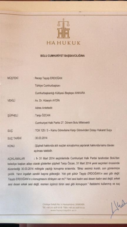 TANJU ÖZCAN İÇİN SUÇ DUYURUSU