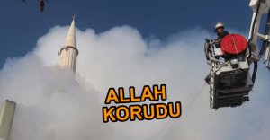 KÖY CAMİİNDE KORKUTAN YANGIN