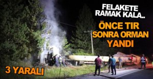 LASTİK PATLADI ORMANA UÇTU