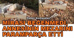 MİRASI BEĞENMEDİ, ANNESİNİN MEZARINI PARÇALADI
