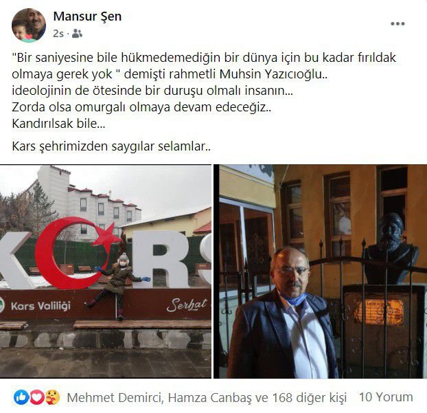 MANSUR ŞEN'DEN ÇOK İNCE MESAJ !