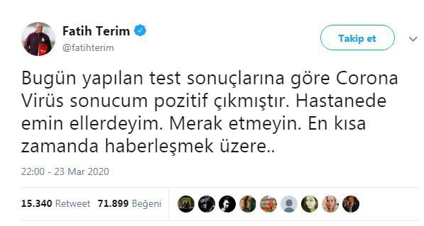 FATİH TERİM KORONA OLDU