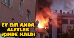 BALKONDAN YÜKSELEN ALEVLER KORKUTTU