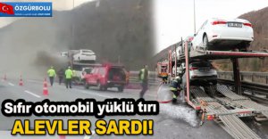 OTOMOBİL YÜKLÜ TIR YANDI