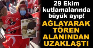 AĞLAYARAK TÖREN ALANINI TERK ETTİ