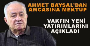 AHMET BAYSAL’DAN AMCASINA MEKTUP