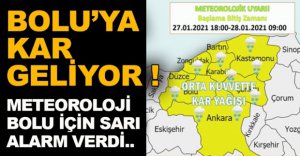 BOLU İÇİN SARI ALARM!