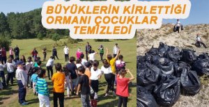 BÜYÜKLERİN KİRLETTİĞİ ORMANI ÇOCUKLAR TEMİZLEDİ