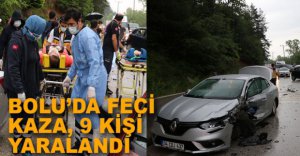 İKİ OTOMOBİL ÇARPIŞTI, 9 KİŞİ YARALANDI