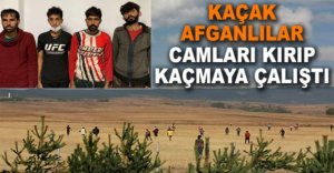 KAÇAK AFGANLILAR CAMLARI KIRIP KAÇMAYA ÇALIŞTI