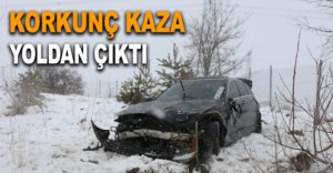 BARİYERLERE ÇARPARAK YOLDAN ÇIKTI