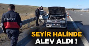 SEYİR HALİNDEKİ OTOMOBİL ALEV ALDI