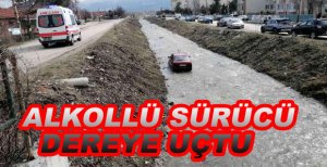 ALKOLLÜ SÜRÜCÜ  DEREYE UÇTU