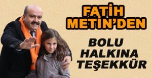 BOLU HALKINA TEŞEKKÜR EDİYORUM