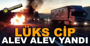 BOLU’DA LÜKS CİP ALEV ALEV YANDI