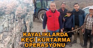 KAYALIKLARDA KEÇİ KURTARMA OPERASYONU
