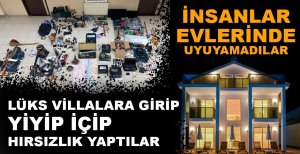 LÜKS VİLLALARA GİRİP YİYİP İÇİP HIRSIZLIK YAPTILAR