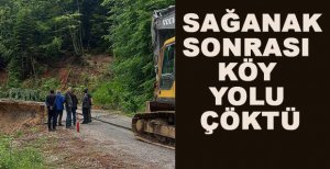 YOL ÇÖKTÜ KÖYE ARAÇLA ULAŞIM KAPANDI