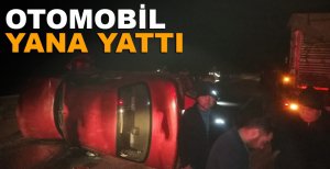 BARİYERLERE ÇARPINCA YAN YATTI