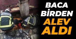 BOLU'DA 2 KATLI EVİN BACASI ALEV ALDI