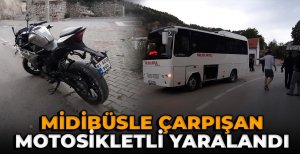 BOLU'DA MİDİBÜSLE ÇARPIŞAN MOTOSİKLETLİ YARALANDI