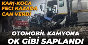 BOLU'DA OTOMOBİL KAMYONA OK GİBİ SAPLANDI