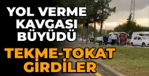 BOLU'DA TRAFİKTE YOL VERME KAVGASI...