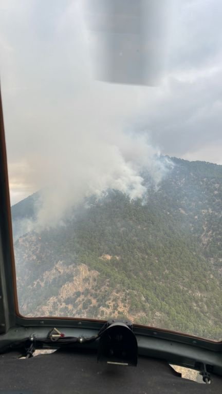 BOLU'DA DÜŞEN YILDIRIM SONUCUNDA ORMAN YANGINI ÇIKTI...