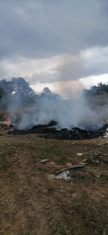 BOLU'DA ORMANDA YANAN ÇÖPLER YÜREKLERİ AĞZA GETİRDİ
