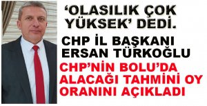 ERSAN TÜRKOĞLU BOLU'DA ALACAKLARI TAHMİNİ OY ORANINI AÇIKLADI