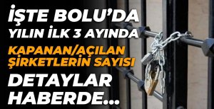 İŞTE BOLU’DA KAPANAN ŞİRKETLERİN SAYISI