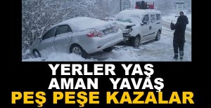 KAR YAĞIŞI SONRASINDA PEŞ PEŞE KAZALAR....