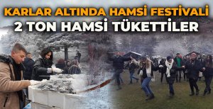 KARLAR ALTINDA HAMSİ FESTİVALİ... 2 TON HAMSİ TÜKETTİLER
