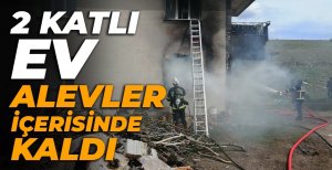 2 KATLI EV ALEVLER İÇERİSİNDE KALDI...