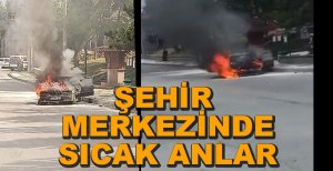 OTOMOBİL ALEV ALEV YANDI...