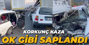 OTOMOBİL TIR'A OK GİBİ SAPLANDI