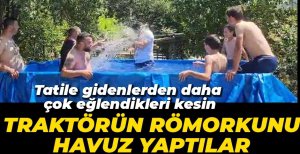 TRAKTÖR RÖMORKAUNU HAVUZ YAPTILAR