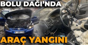 BOLU DAĞI'NDA  ARAÇ YANGINI