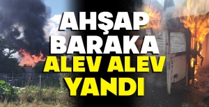 BOLU'DA AHŞAP BARAKA ALEV ALEV YANDI....