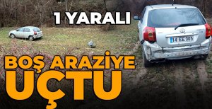 BOLU'DA BOŞ ARAZİYE UÇAN ARACIN SÜRÜCÜSÜ YARALANDI...