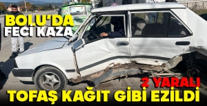 BOLU'DA ÇOK FECİ KAZA... HURDAYA DÖNDÜ... 2 YARALI